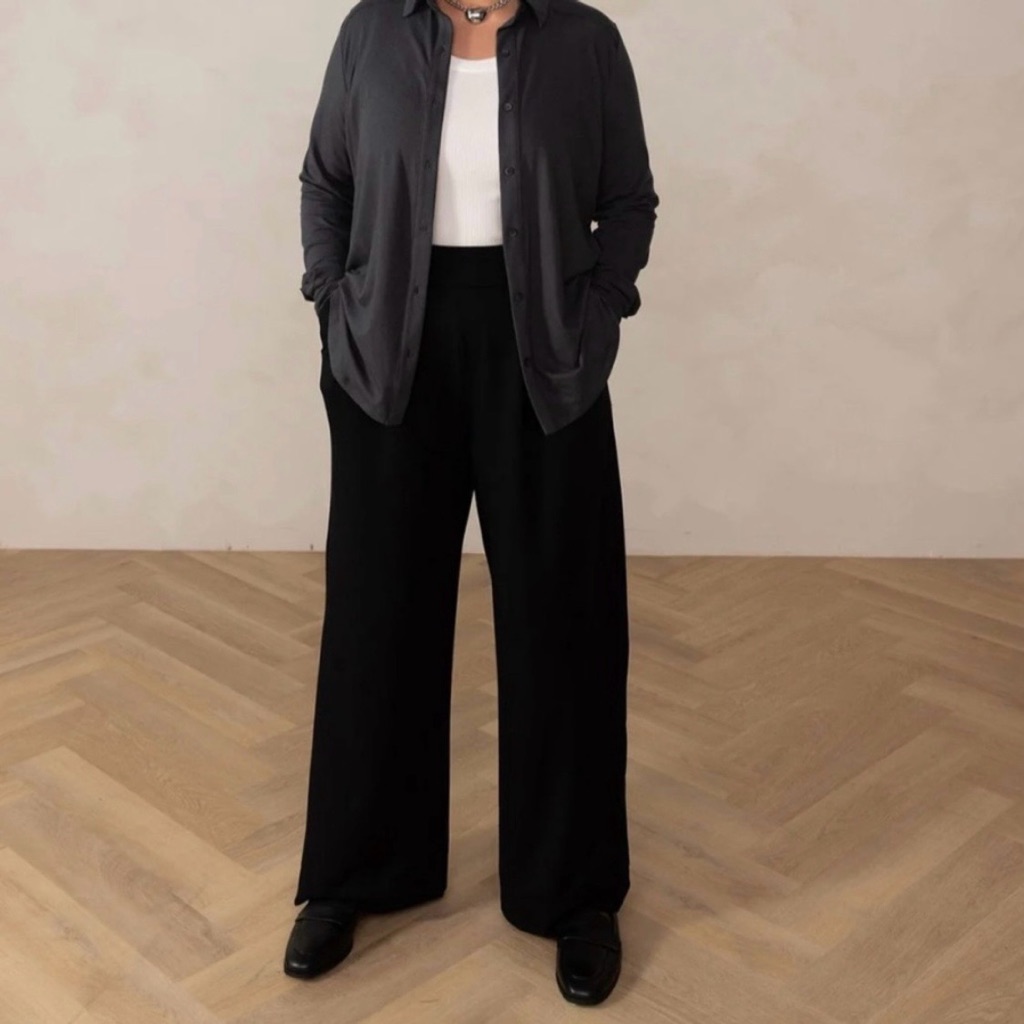 Encircled Wide Leg Knit Rib Pants — image 2 of 8